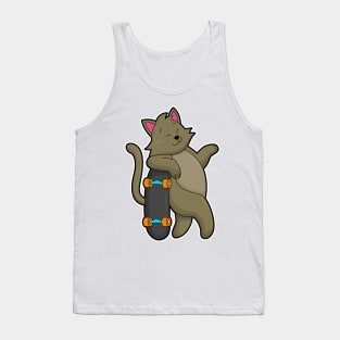 Cat as Skater with Skateboard Tank Top